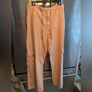 Sincerely Jules peach linen blend drawstring cargo style Sz XL